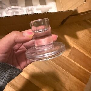 8 Clear Glass Taper Candle Holders Set